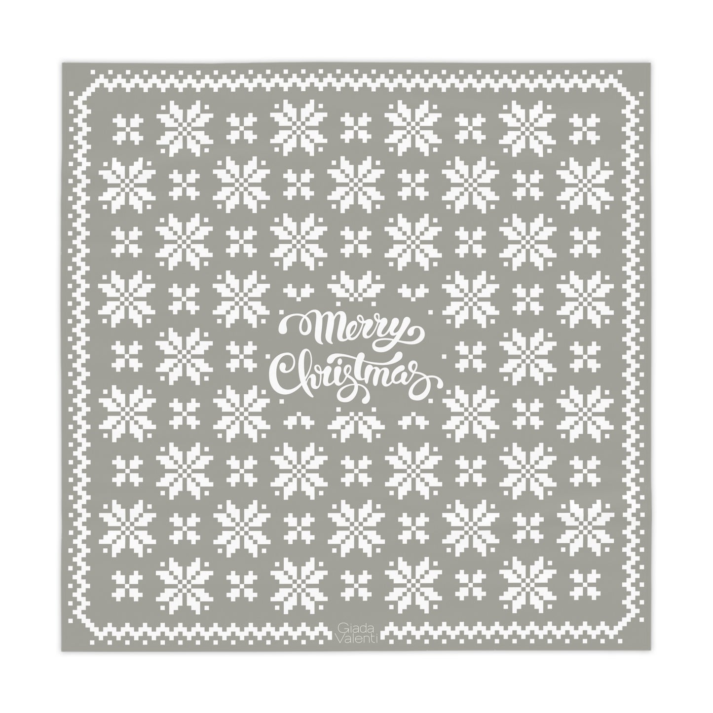 Jacquard Snowflake Christmas Tablecloth with Italian Design print | Silver White | Giada Valenti | Christmas Decoration | Christmas Gift