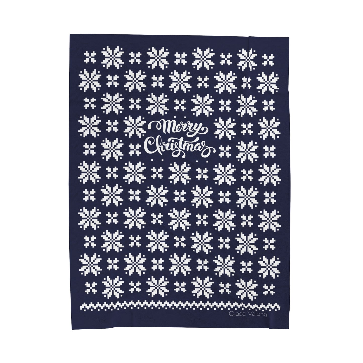 Jacquard Snowflake Christmas Velveteen Plush Blanket with Italian design print | 60x80 | Blue | Giada Valenti | Christmas Gift