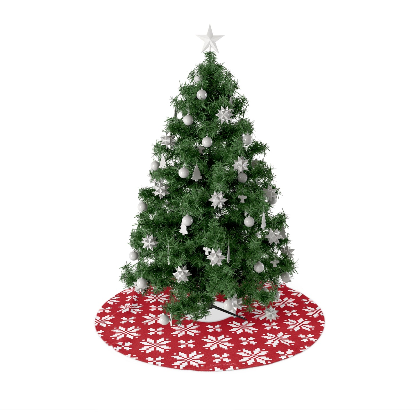 Jacquard Snowflake Christmas Tree Skirt with Italian Design print | Red | Giada Valenti | Christmas Decoration | Christmas Gift