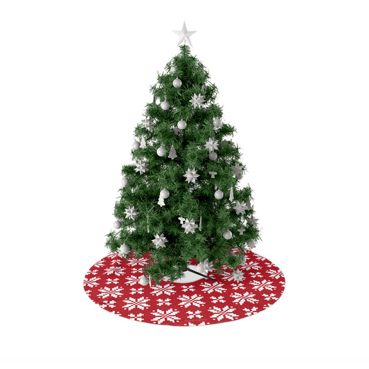 Jacquard Snowflake Christmas Tree Skirt with Italian Design print | Red | Giada Valenti | Christmas Decoration | Christmas Gift