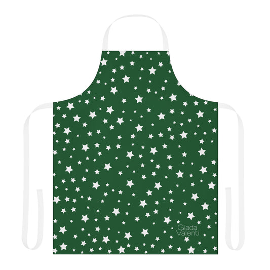 Christmas Stars Apron with Italian Design print | Green | Giada Valenti | Christmas Gift