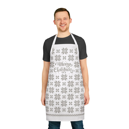 Jacquard Snowflake Apron with Italian Design print | White Silver | Giada Valenti | Christmas Apron | Christmas Gift