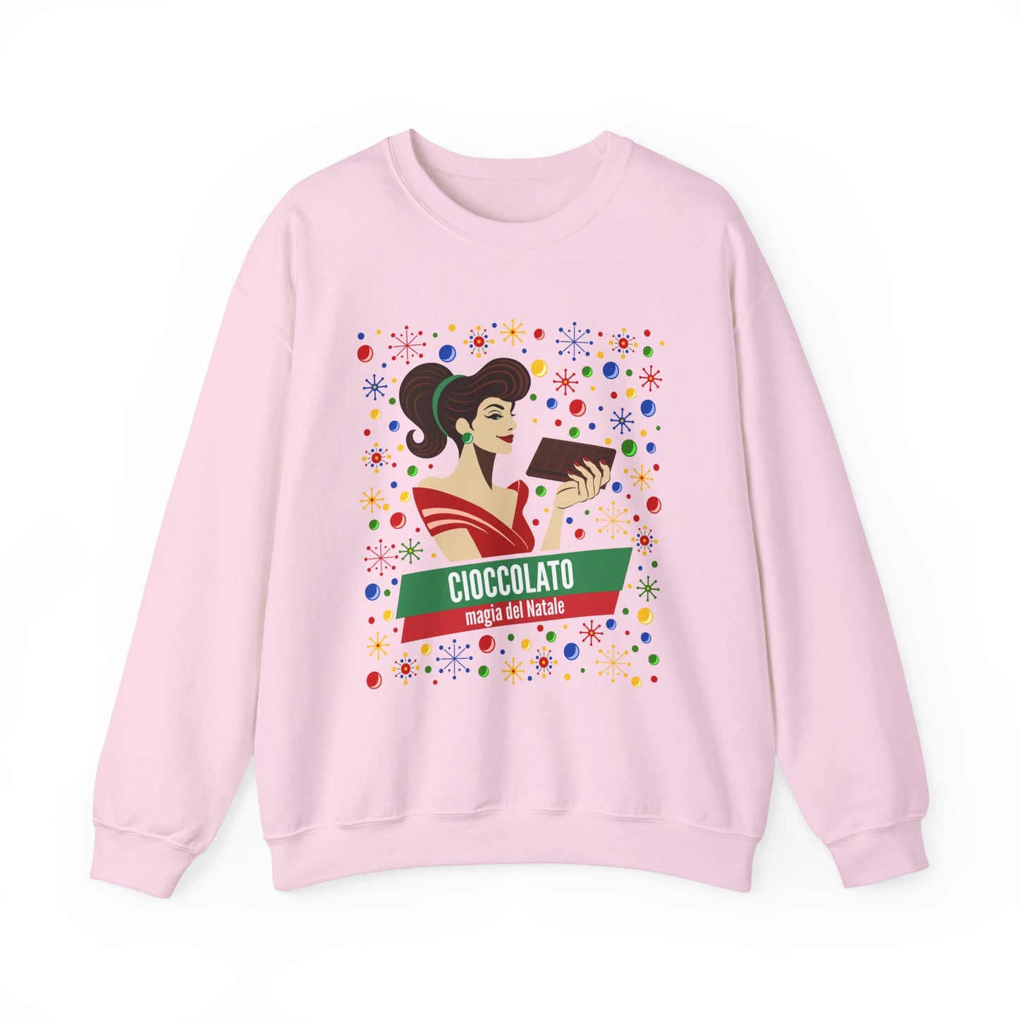 Cioccolato A Natale Unisex Heavy Blend™ Crewneck Sweatshirt - Giada Valenti Collection - Print designed in Italy by Elisa Savoia