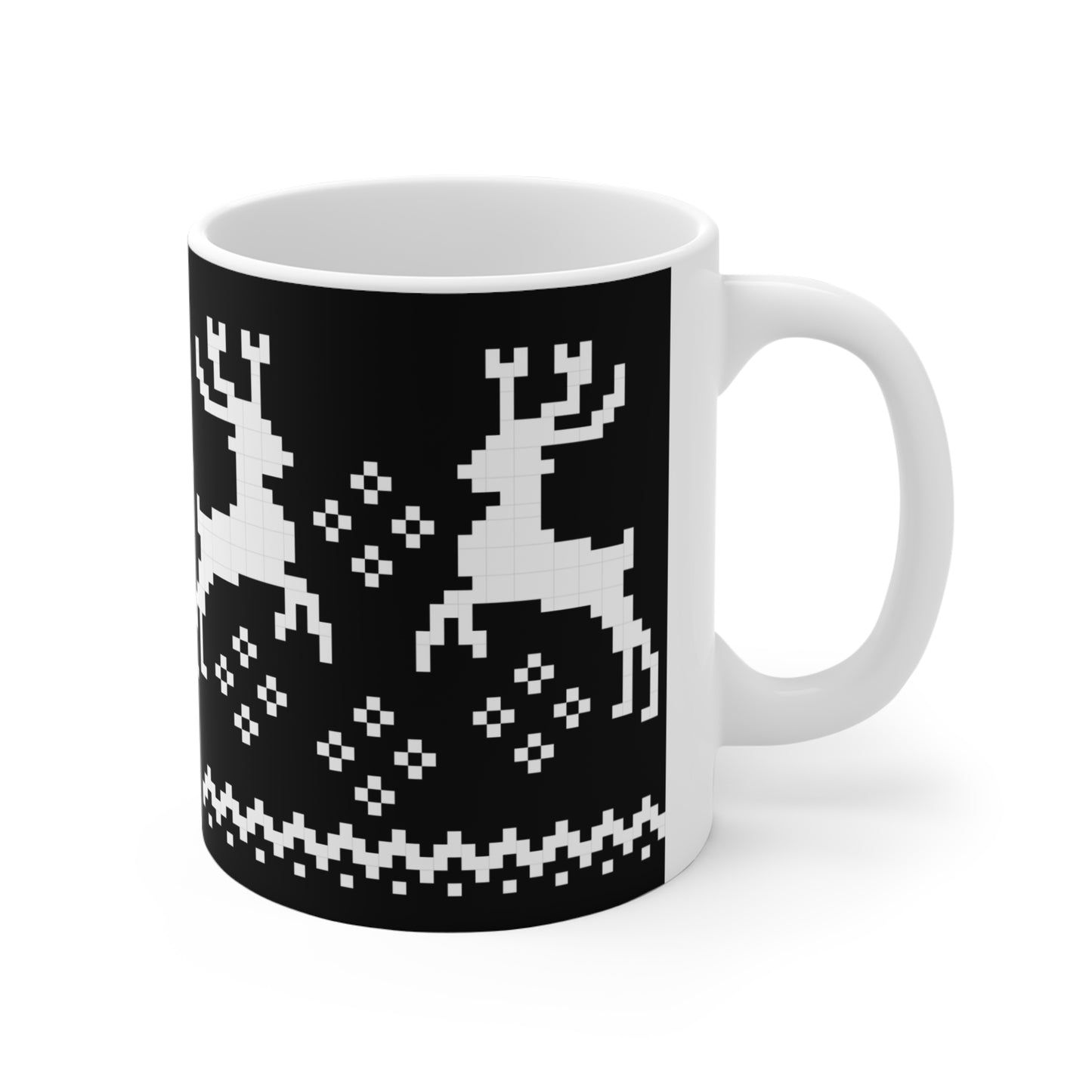 Jacquard Reindeer Christmas Mug with exclusive Italian design print (11oz) | Black | Giada Valenti | Christmas Gift