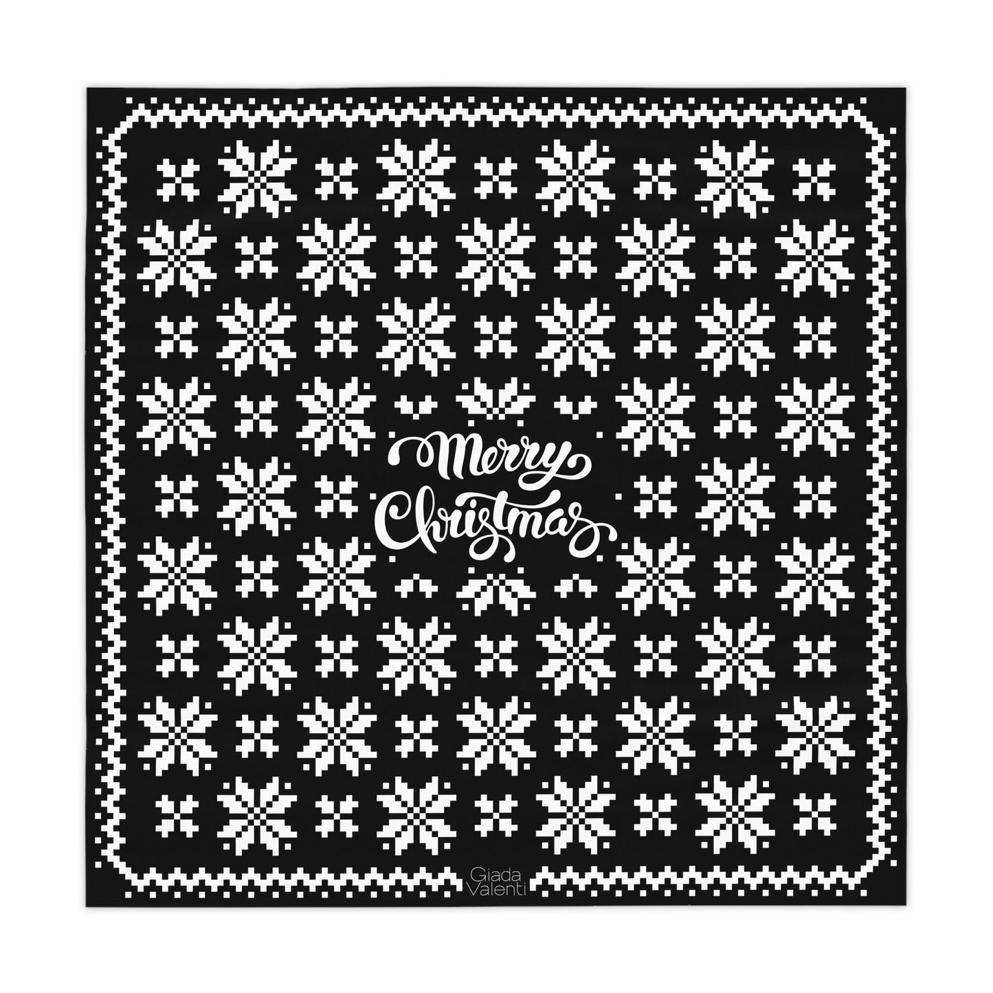 Jacquard Snowflake Christmas Tablecloth with Italian Design print | Black White | Giada Valenti | Christmas Decoration | Christmas Gift