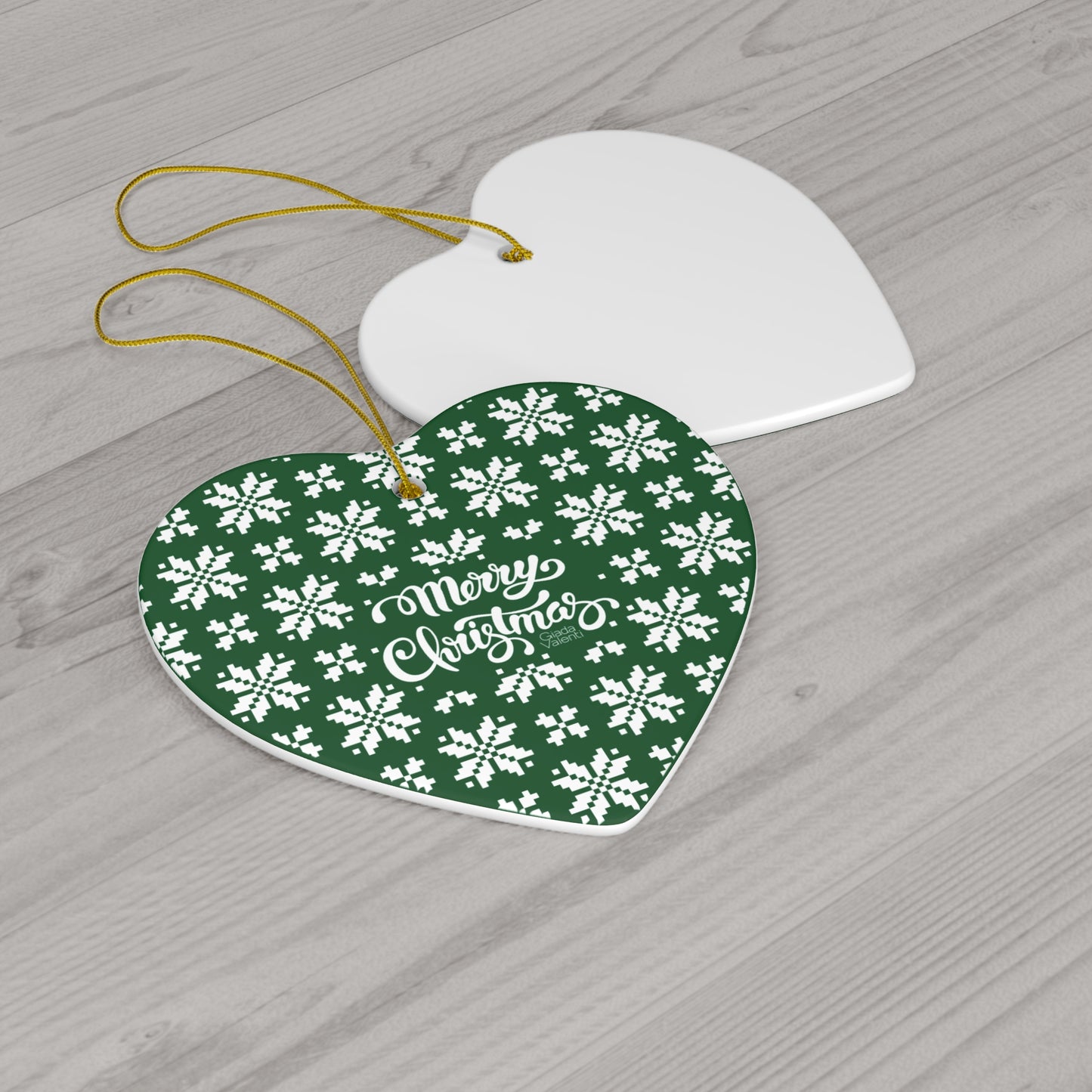 Merry Christmas Ceramic Ornament with Italian Design print | Green | Giada Valenti Collection