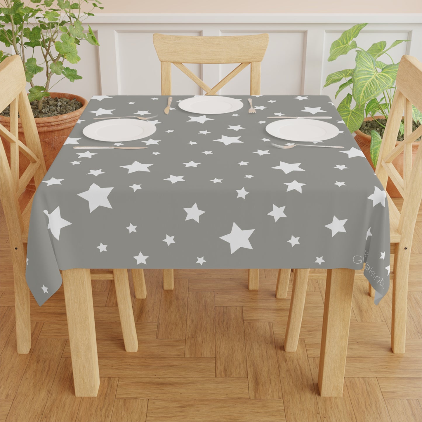 Christmas Star Tablecloth with Italian Design print | Silver White | Giada Valenti | Christmas Decoration | Christmas Gift