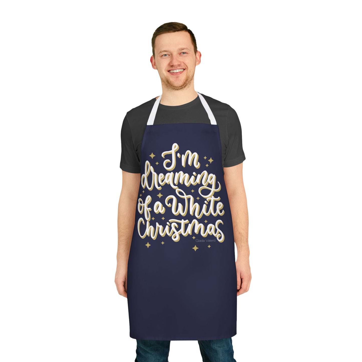 I'm Dreaming of a White Christmas Apron with Italian Design print | Blue | Giada Valenti | Christmas Gift