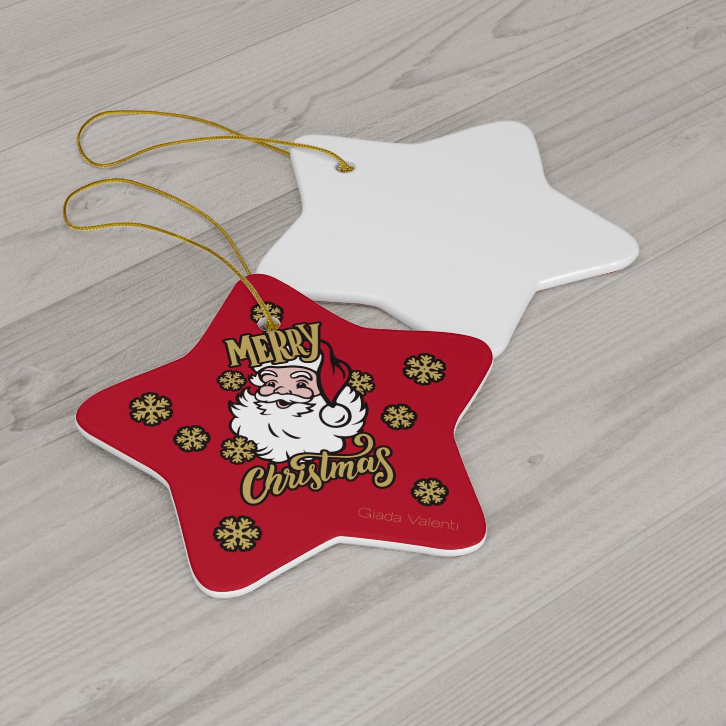 Merry Christmas Ceramic Ornament with exclusive Italian design print | Red | Giada Valenti | Christmas Ornament | Christmas Gift