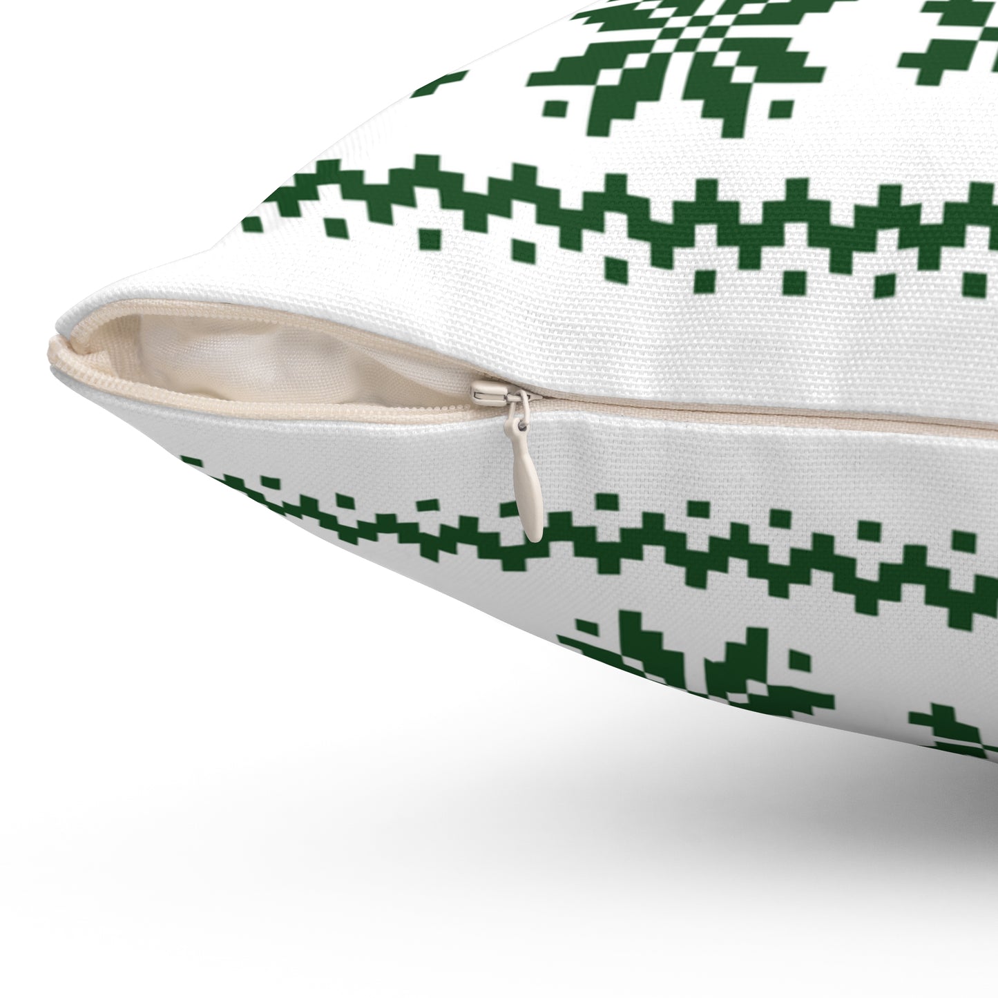 Merry Christmas Pillow with exclusive Italian Design print | White Green Jacquard Snowflake | Giada Valenti Collection