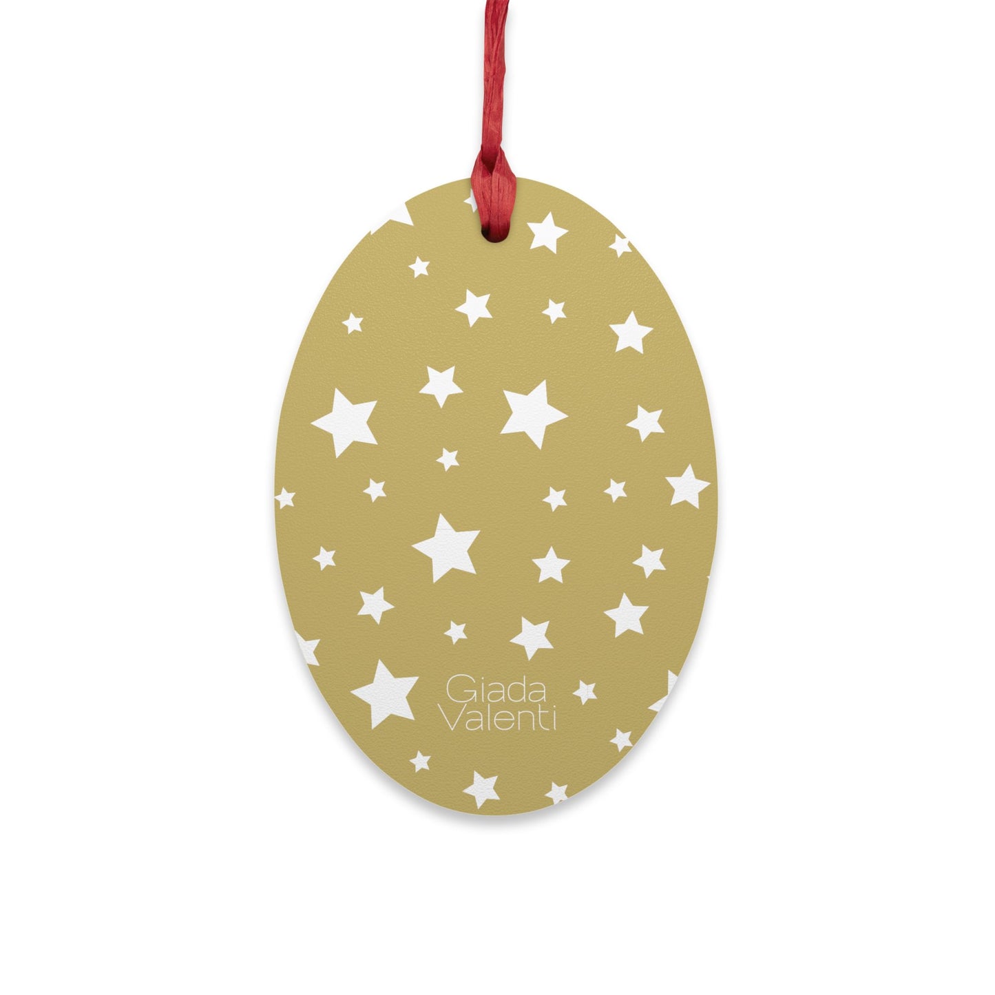 Oval Shape Wooden Ornaments | Designed in Italy | Gold White Stars | Giada Valenti | Christmas Ornament | Christmas Gift | Italian Design