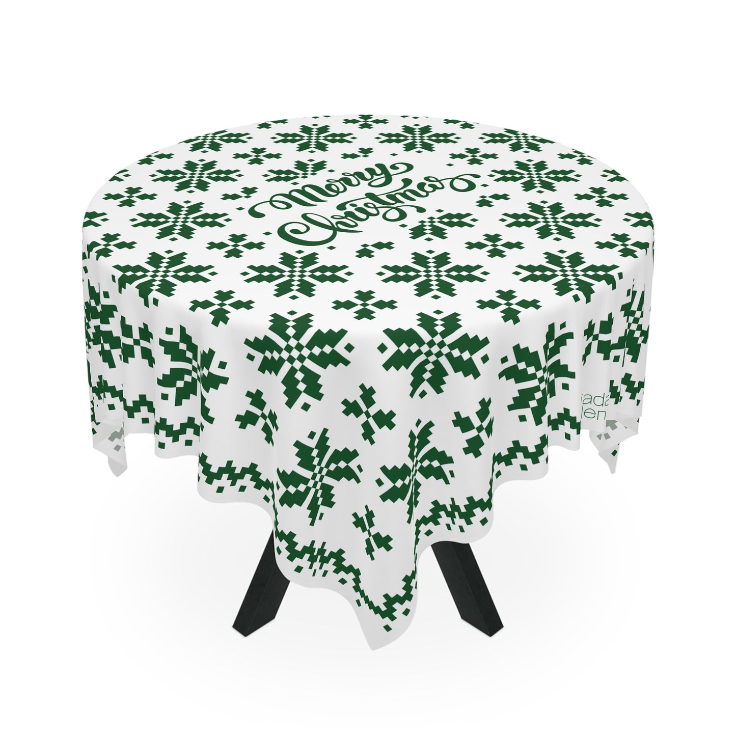 Jacquard Snowflake Christmas Tablecloth with Italian Design print | White Green | Giada Valenti | Christmas Decoration | Christmas Gift