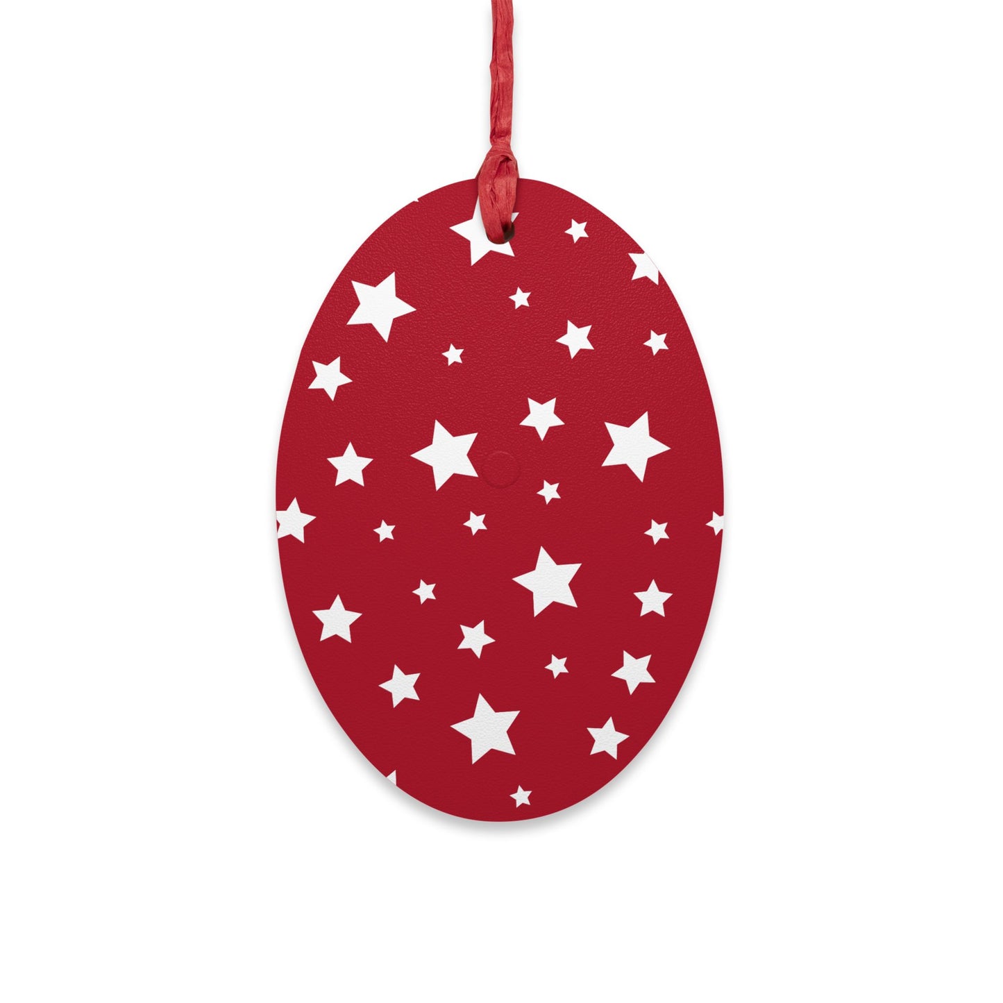 Oval Shape Wooden Ornaments | Designed in Italy | Red White Stars | Giada Valenti | Christmas Ornament | Christmas Gift | Italian Design