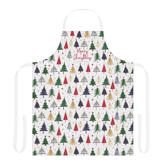 Christmas Trees Apron with Italian Design print | White | Giada Valenti | Christmas Gift