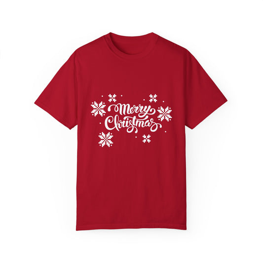 Merry Christmas Jacquard Unisex T-shirt with Italian Design print | Red White | Giada Valenti | Christmas T-shirt | Christmas gift