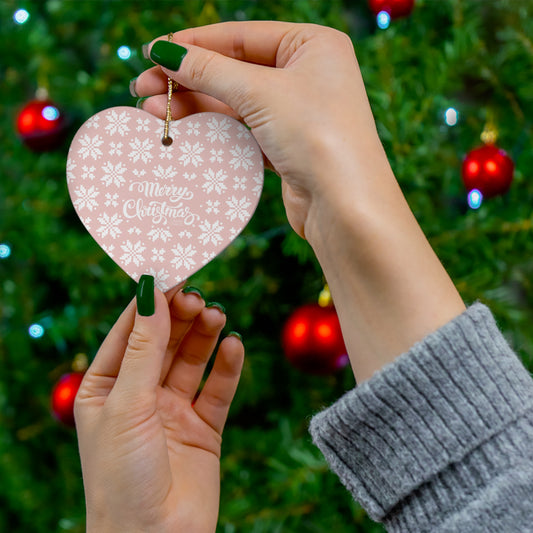 Merry Christmas Ceramic Ornament with Italian Design print | Pink | Giada Valenti | Christmas Ornament | Christmas Gift