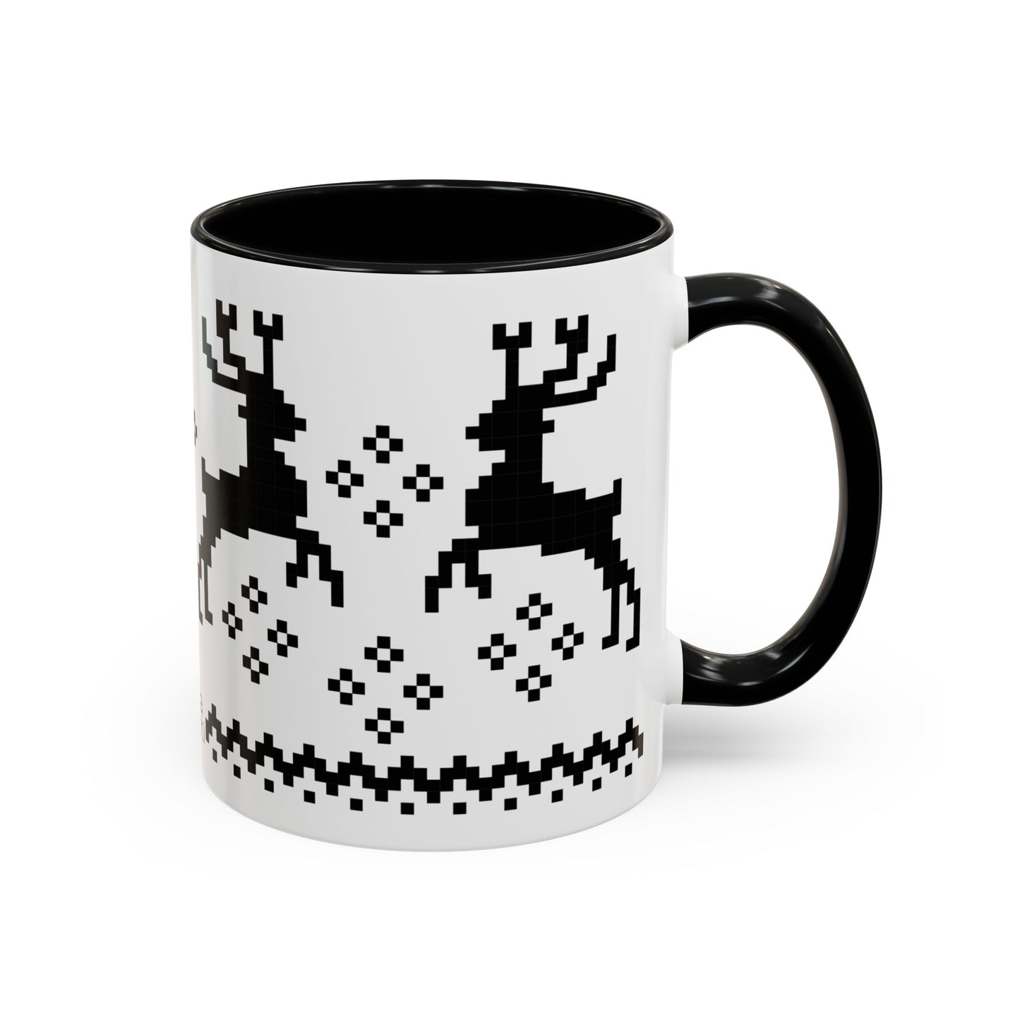 Jacquard Reindeer Christmas Mug with exclusive Italian design print (11oz) | Black | Giada Valenti Collection