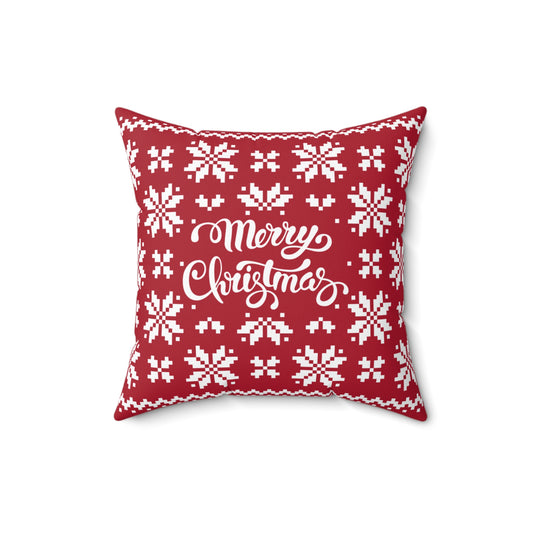 Merry Christmas Pillow with exclusive Italian Design print | Beige White Jacquard Snowflake | Giada Valenti Collection