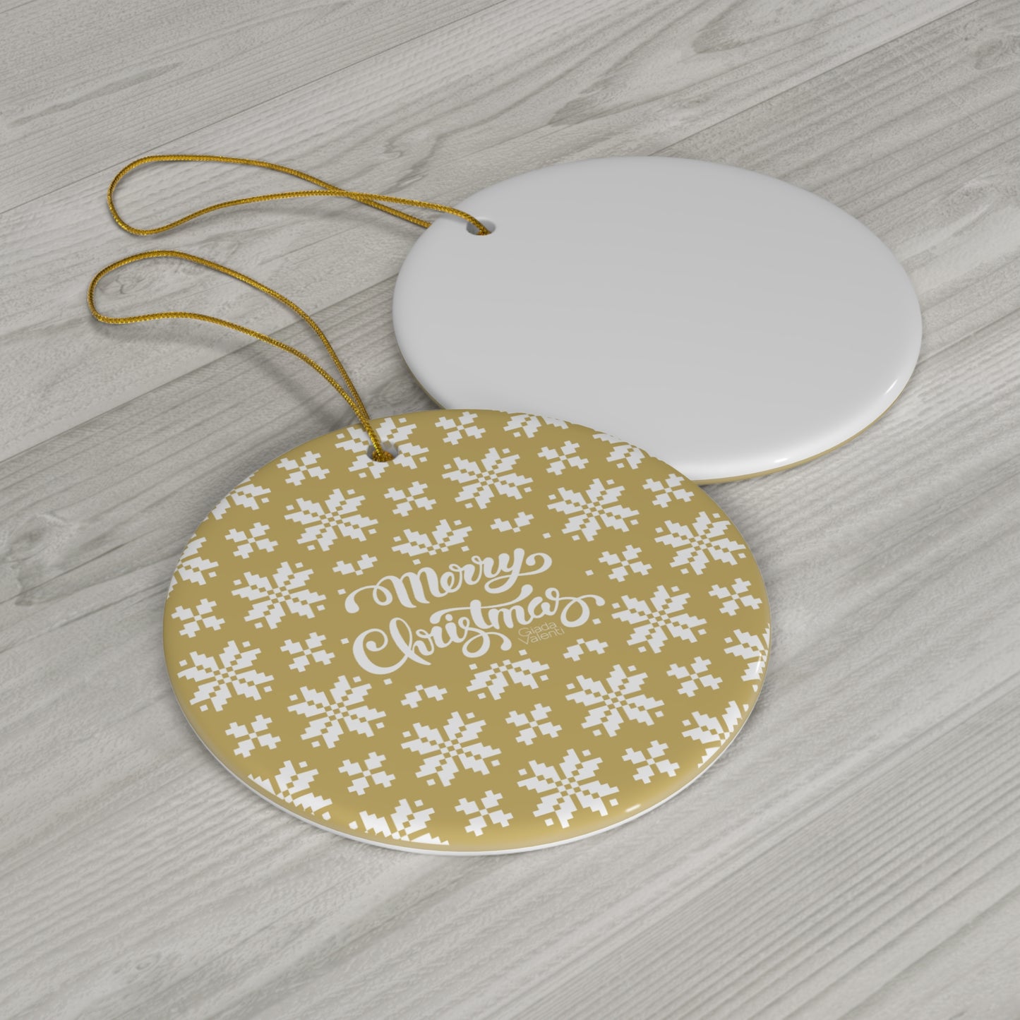 Ceramic Ornament | Designed in Italy | Jacquard Snowflake | Gold | Giada Valenti | Christmas Ornament | Christmas Gift | Italian Design