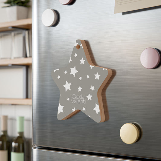 Giada Valenti | Star Shape Wooden Ornaments | Designed in Italy | Silver White Star | Christmas Ornament | Christmas Gift | Italian Design