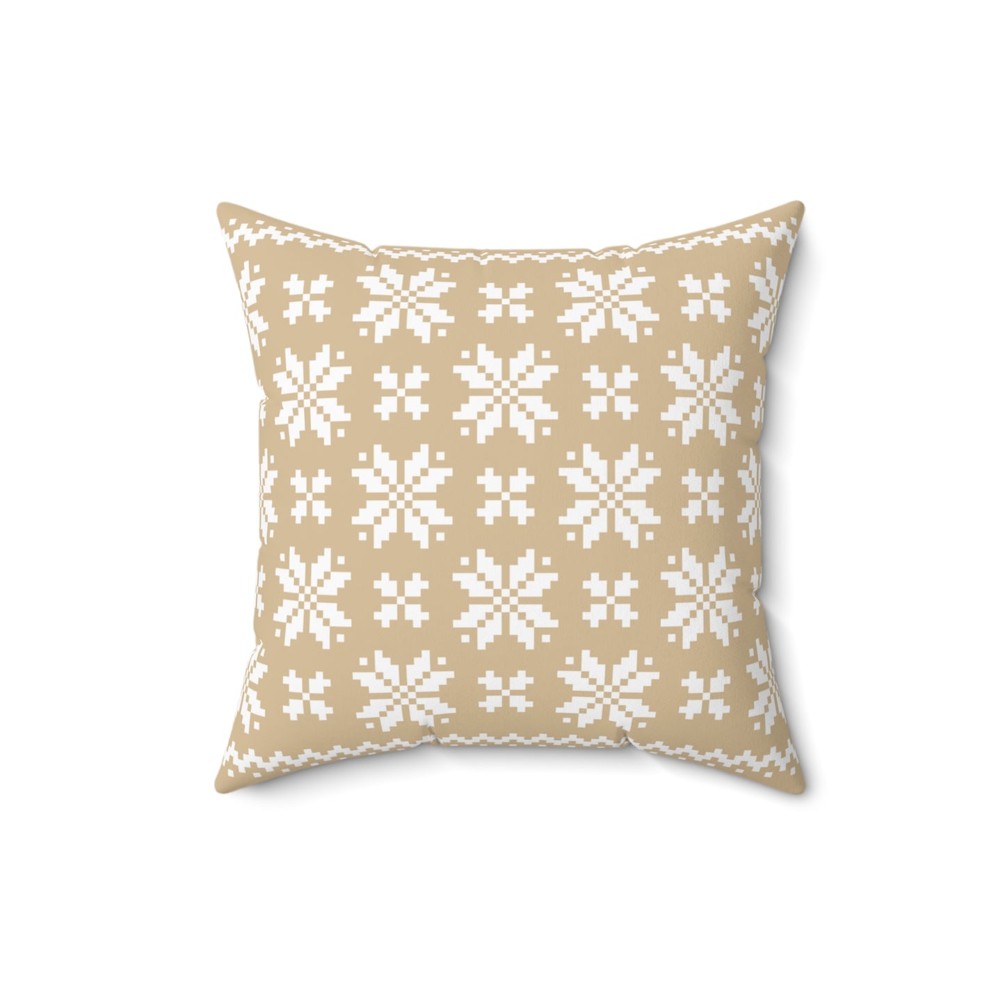 Merry Christmas Pillow with exclusive Italian Design print | Beige White Jacquard Snowflake | Giada Valenti Collection