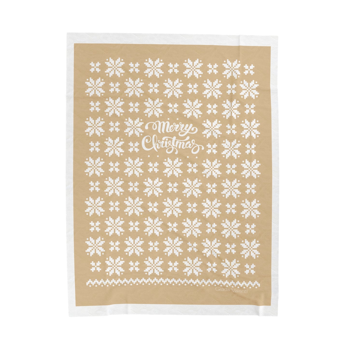 Jacquard Snowflake Christmas Velveteen Plush Blanket with Italian design print | 60x80 | Beige | Giada Valenti | Christmas Gift