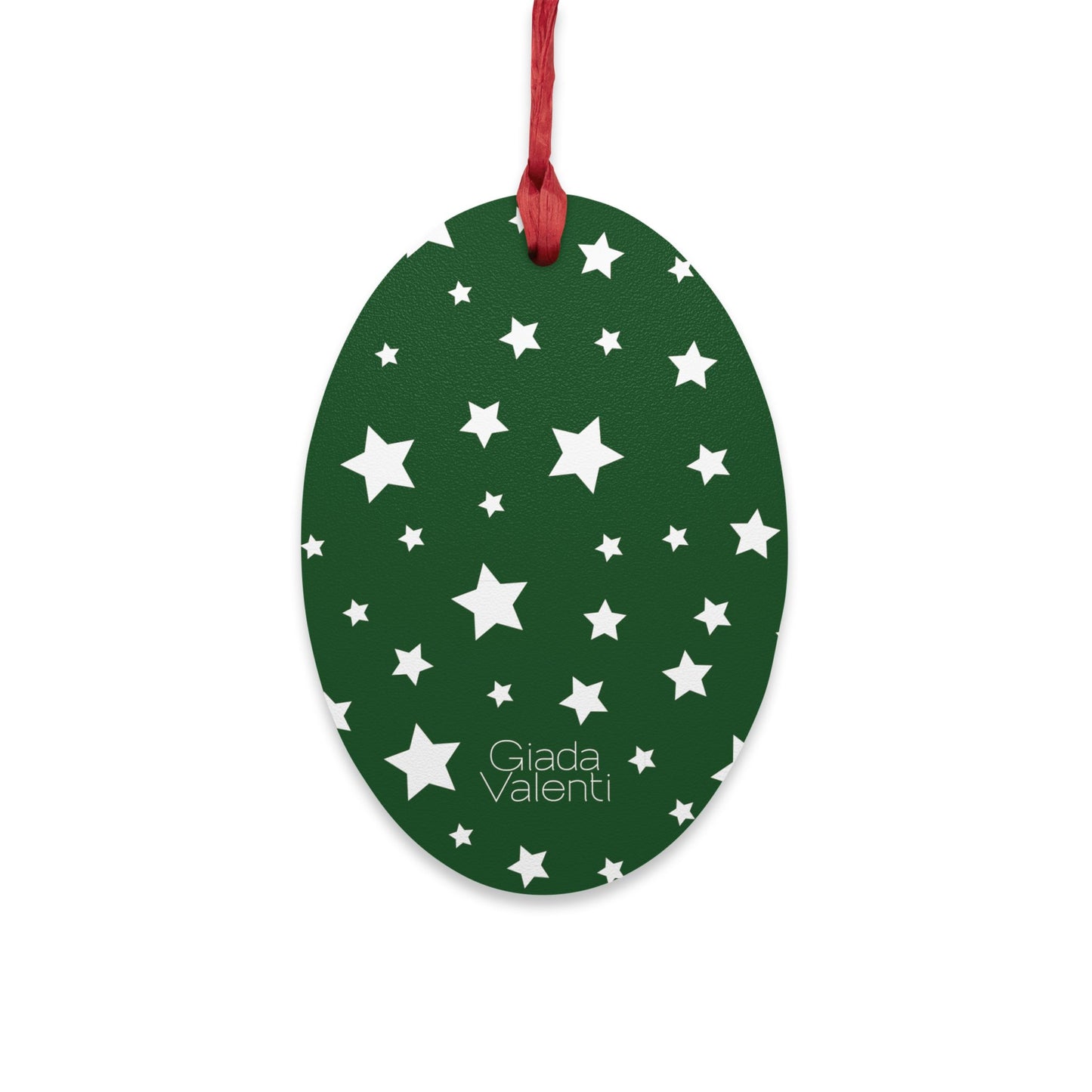 Oval Shape Wooden Ornaments | Designed in Italy | Green White Stars | Giada Valenti | Christmas Ornament | Christmas Gift | Italian Design