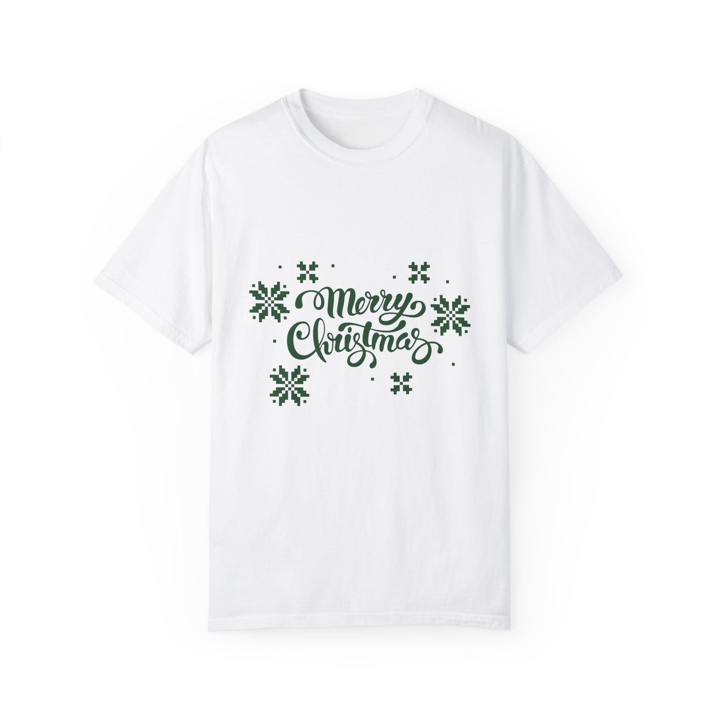 Merry Christmas Jacquard Unisex T-shirt with Italian Design print | Green | Giada Valenti | Christmas T-shirt | Christmas gift