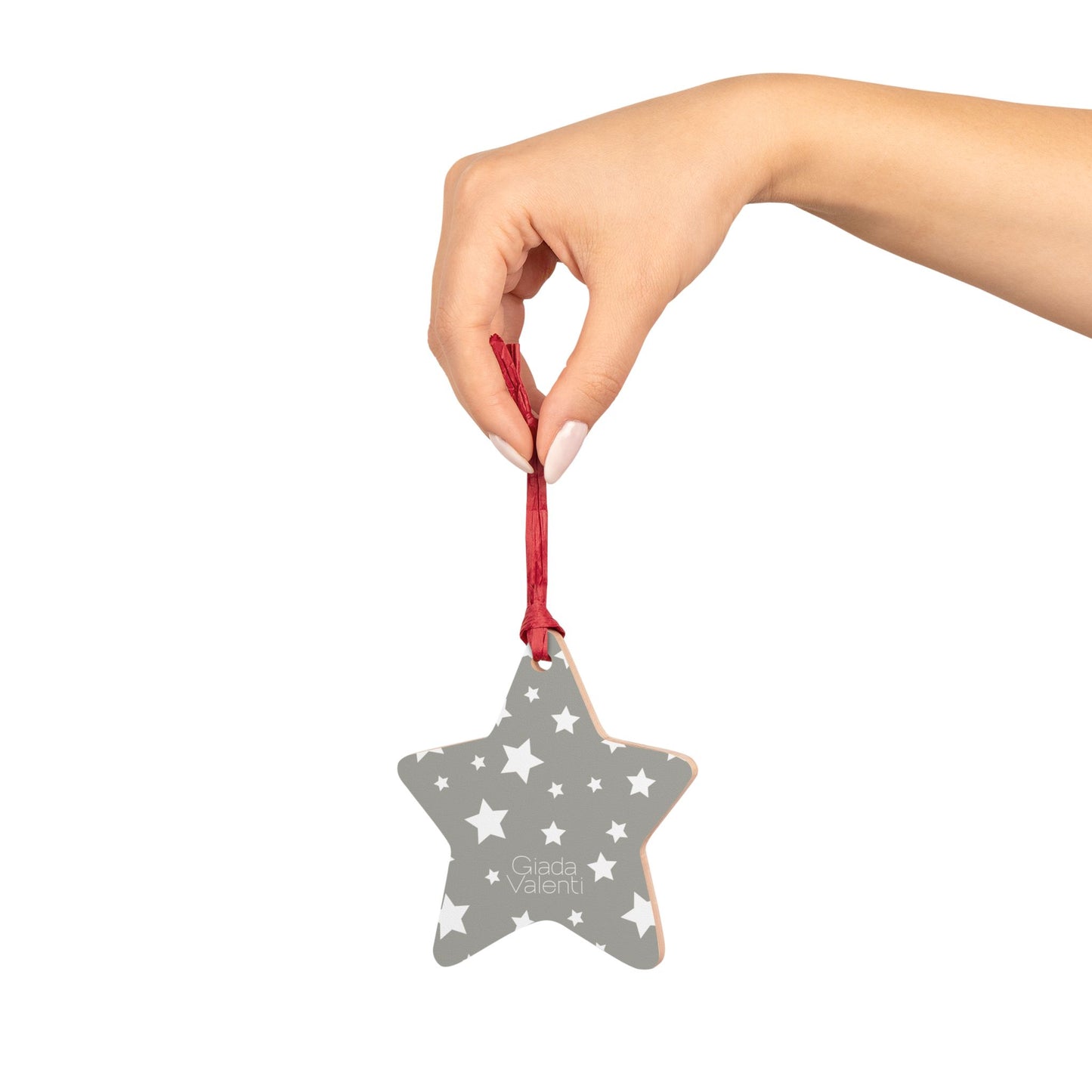 Giada Valenti | Star Shape Wooden Ornaments | Designed in Italy | Silver White Star | Christmas Ornament | Christmas Gift | Italian Design