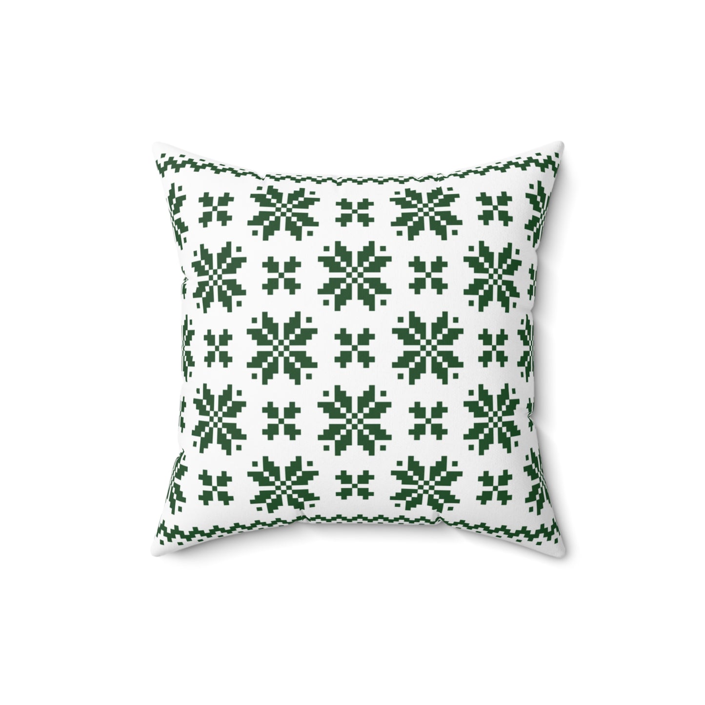 Merry Christmas Pillow with exclusive Italian Design print | White Green Jacquard Snowflake | Giada Valenti Collection