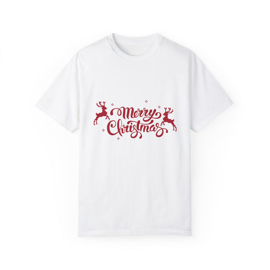 Merry Christmas Reindeer Unisex T-shirt with exclusive Italian Design print | White Red | Giada Valenti | Christmas T-shirt | Christmas gift