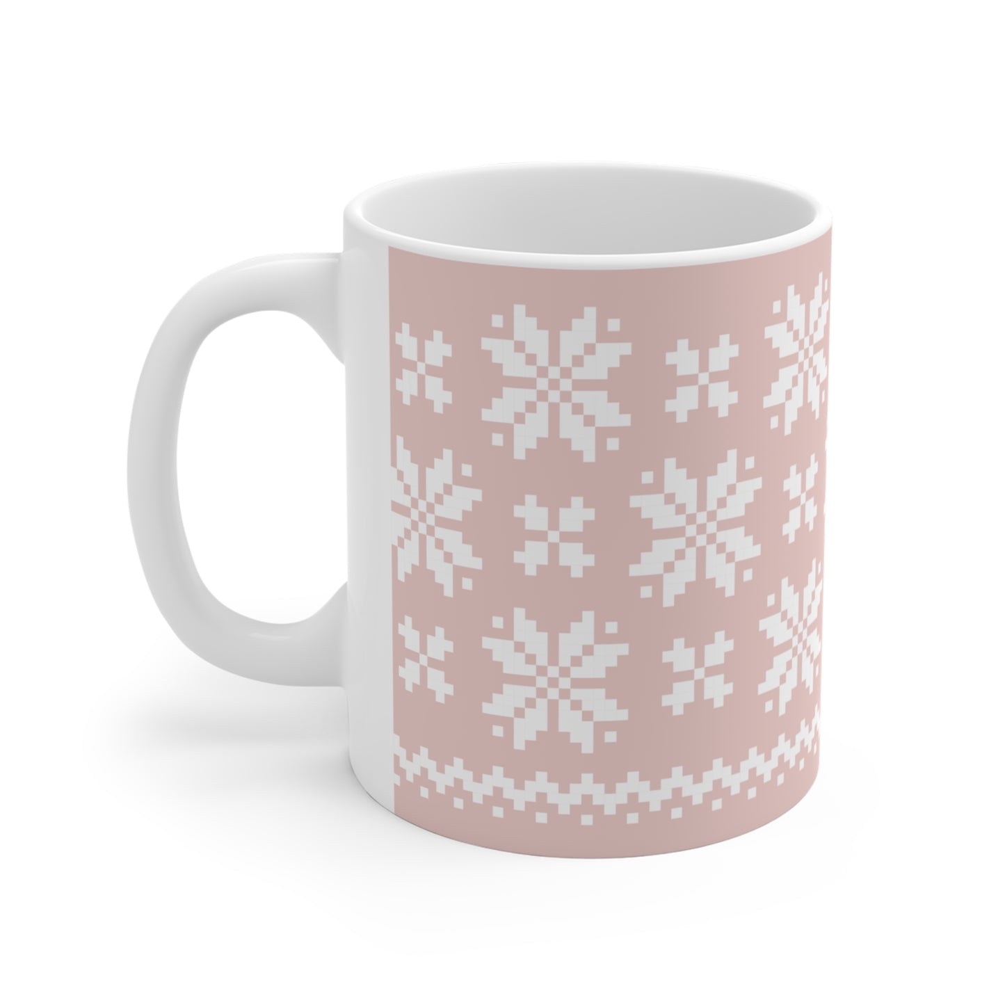 Jacquard Snowflake Mug with exclusive Italian design print (11oz) | Pink | Giada Valenti Collection