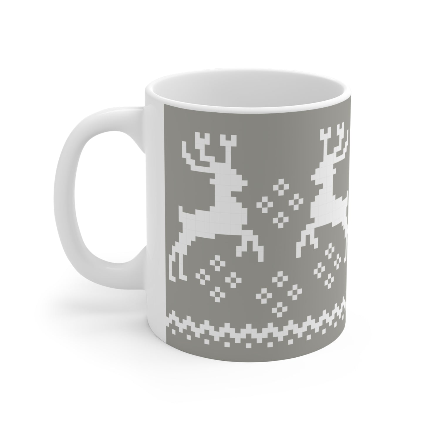 Jacquard Reindeer Christmas Mug with exclusive Italian design print (11oz) | Silver | Giada Valenti Collection