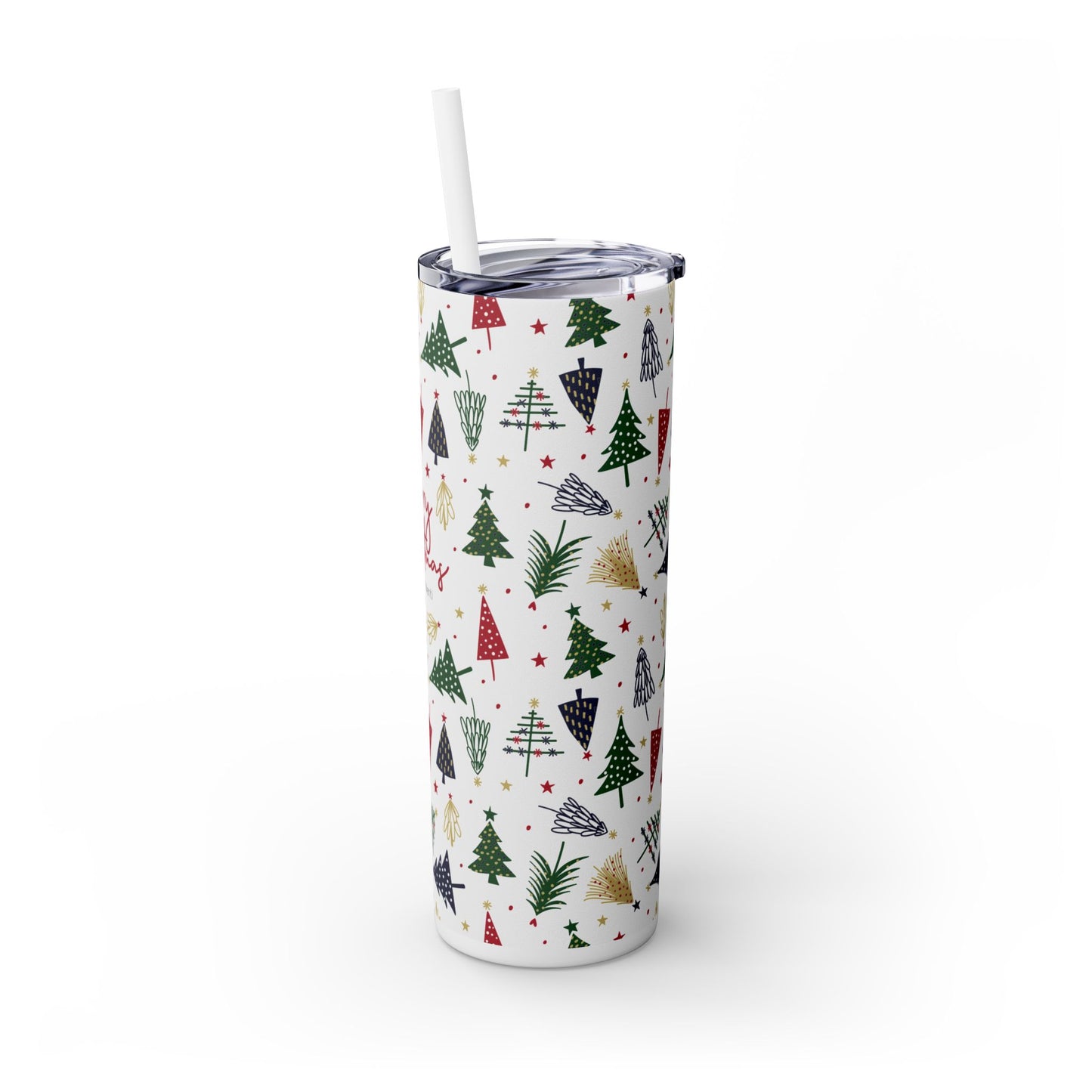 Merry Christmas Skinny Tumbler with Straw, 20oz | Giada Valenti | Christmas Gift |