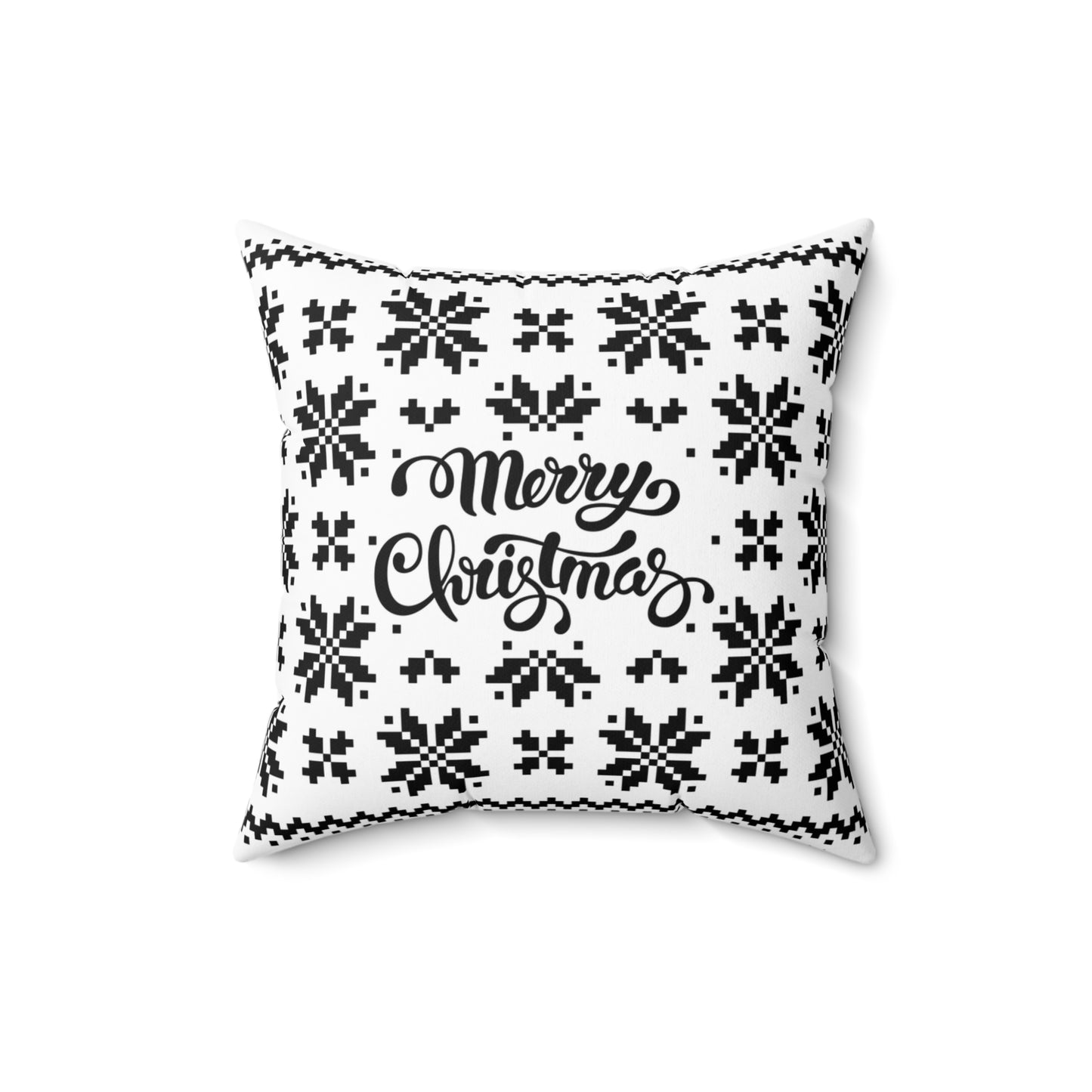 Merry Christmas Pillow with exclusive Italian Design print | White Black Jacquard Snowflake | Giada Valenti Collection