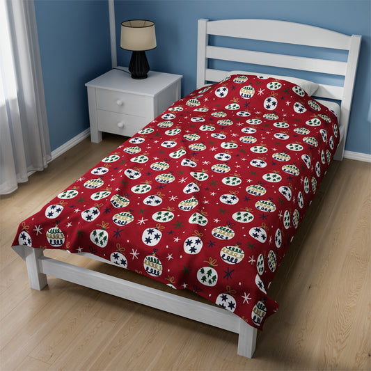 Christmas balls blanket with Italian design print | 60x80 | Red | Giada Valenti | Christmas Gift | Velveteen Plush Blanket