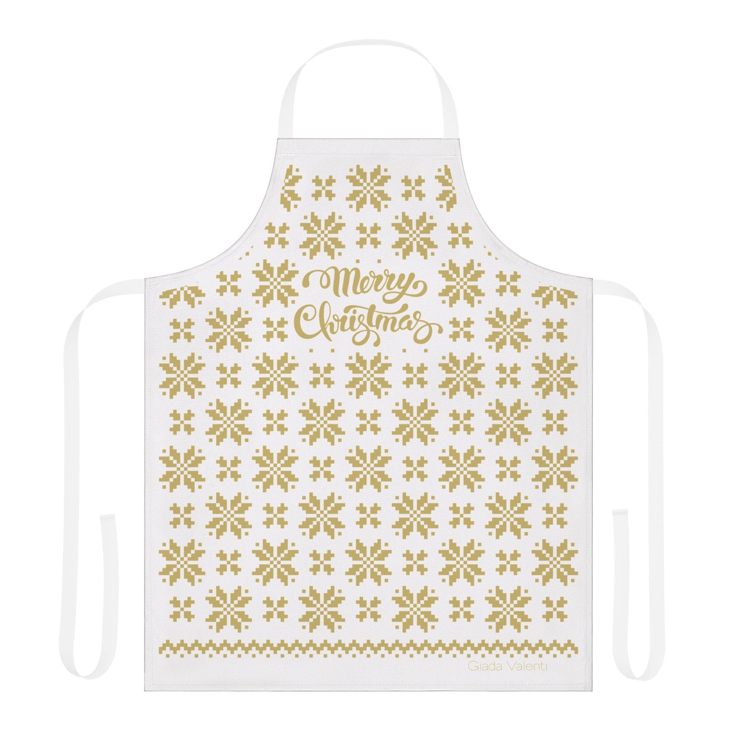 Jacquard Snowflake Apron with Italian Design print | White Gold | Giada Valenti | Christmas Apron | Christmas Gift