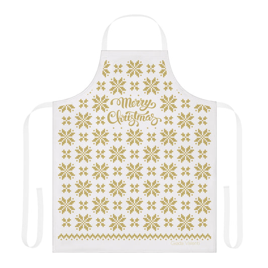 Jacquard Snowflake Apron with Italian Design print | White Gold | Giada Valenti | Christmas Apron | Christmas Gift