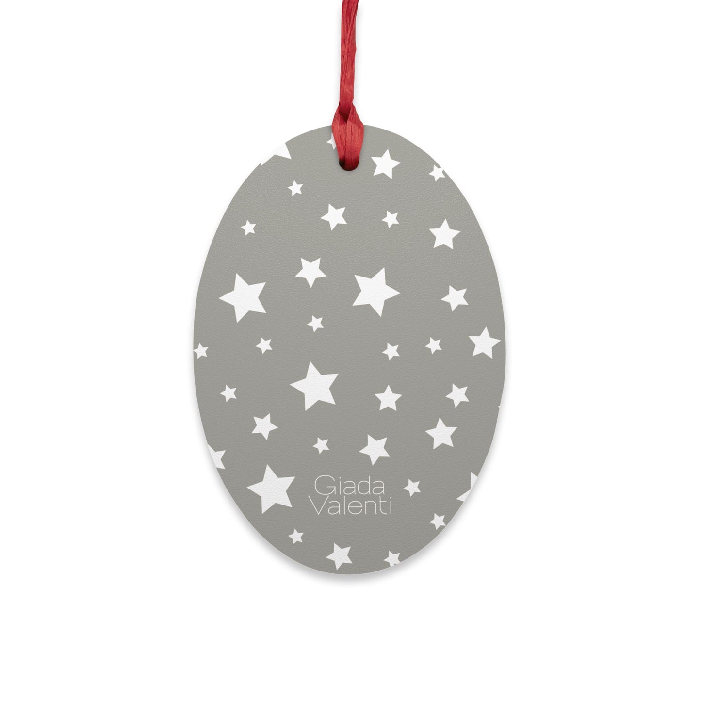 Oval Shape Wooden Ornaments | Designed in Italy | Giada Valenti | Silver White Stars | Christmas Ornament | Christmas Gift | Italian Design