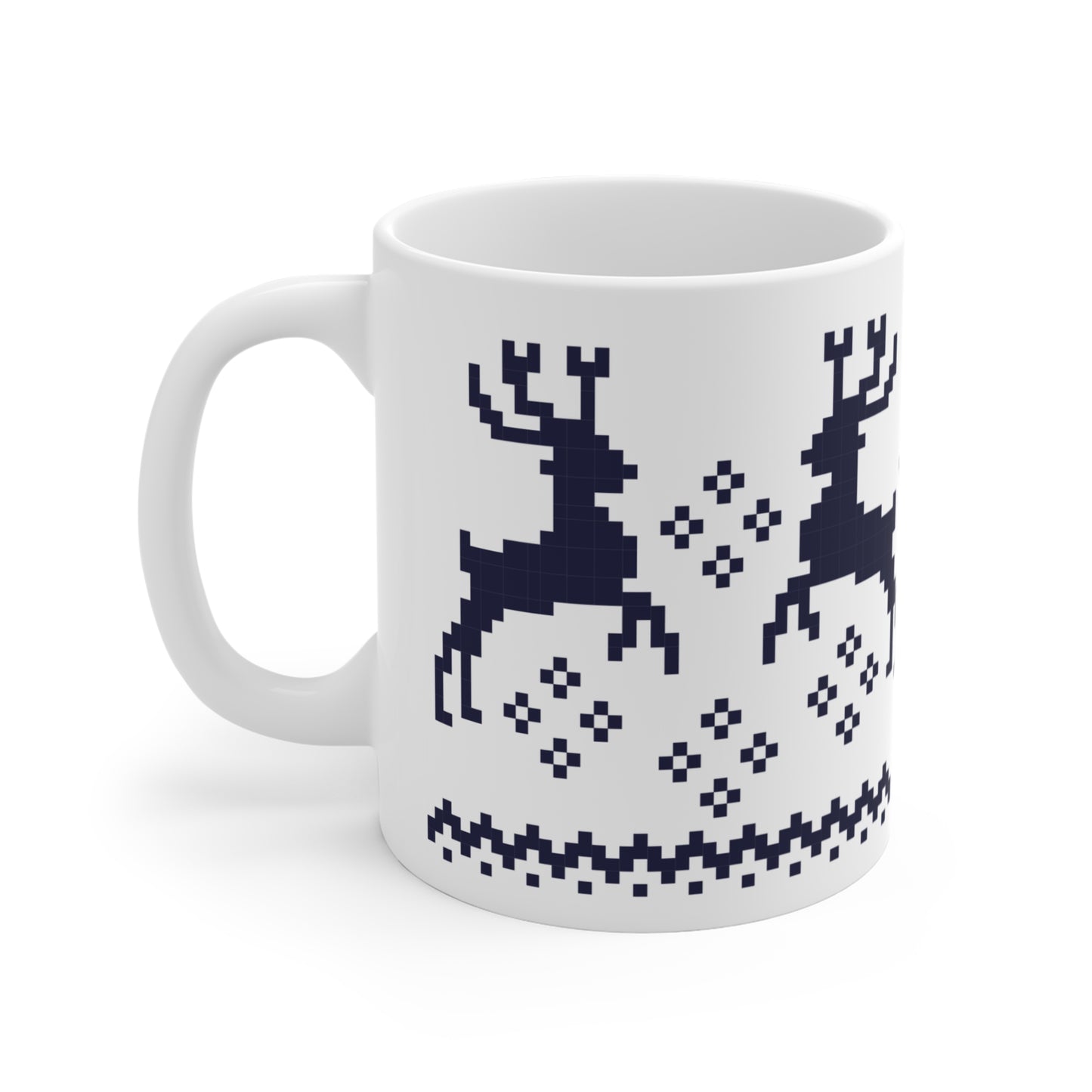 Jacquard Reindeer Christmas Mug with exclusive Italian design print (11oz) | Blue | Giada Valenti Collection