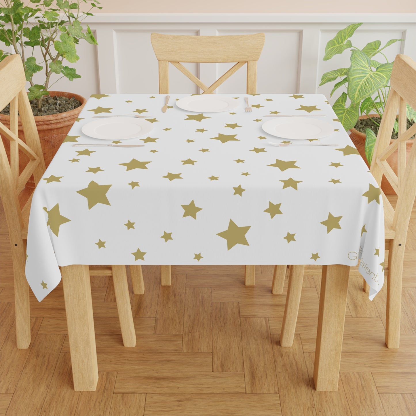 Christmas Star Tablecloth with Italian Design print | White Gold | Giada Valenti | Christmas Decoration | Christmas Gift