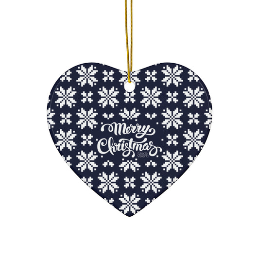 Merry Christmas Ceramic Ornament with Italian Design print | Blue | Giada Valenti Collection