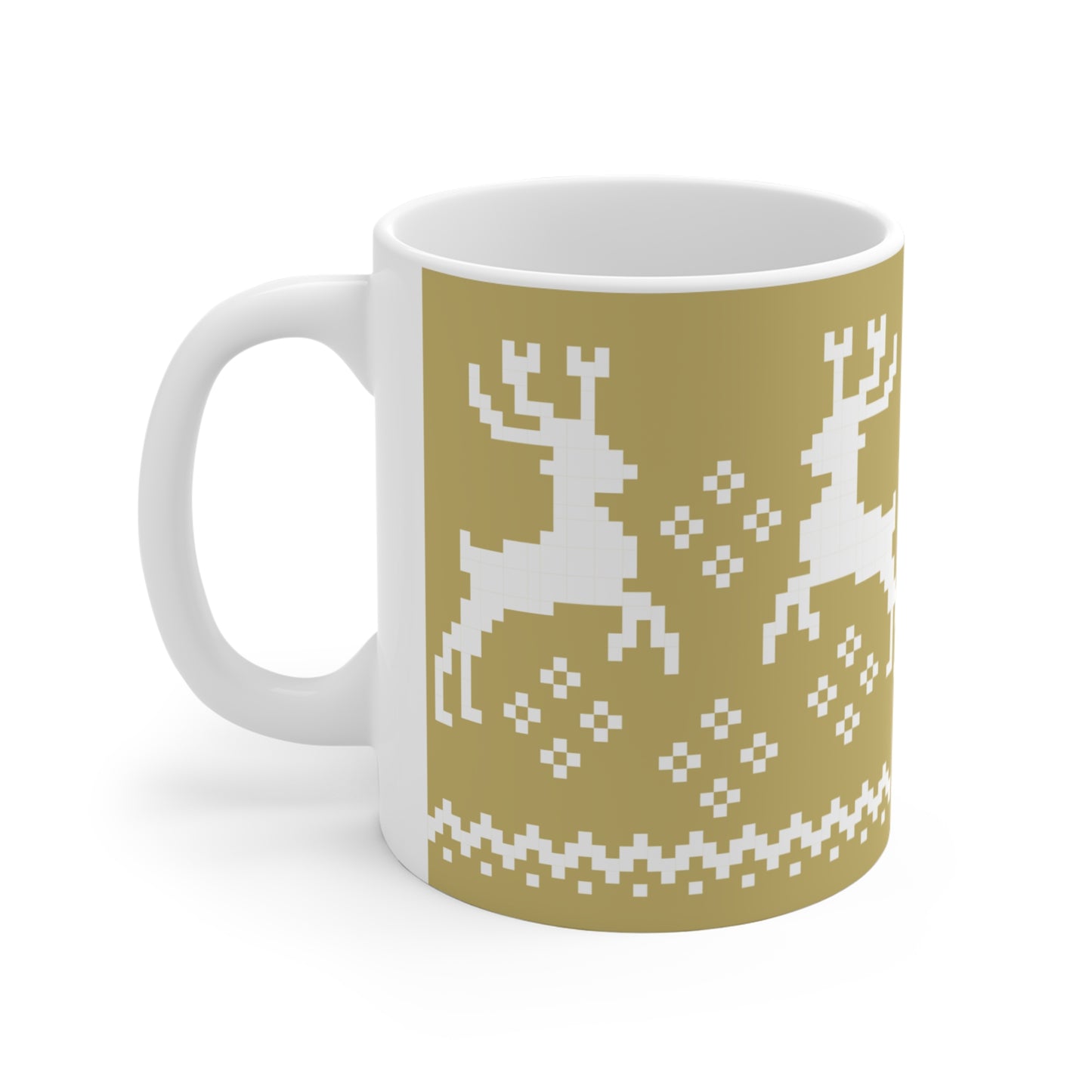 Jacquard Reindeer Christmas Mug with exclusive Italian design print (11oz) | Gold | Giada Valenti Collection