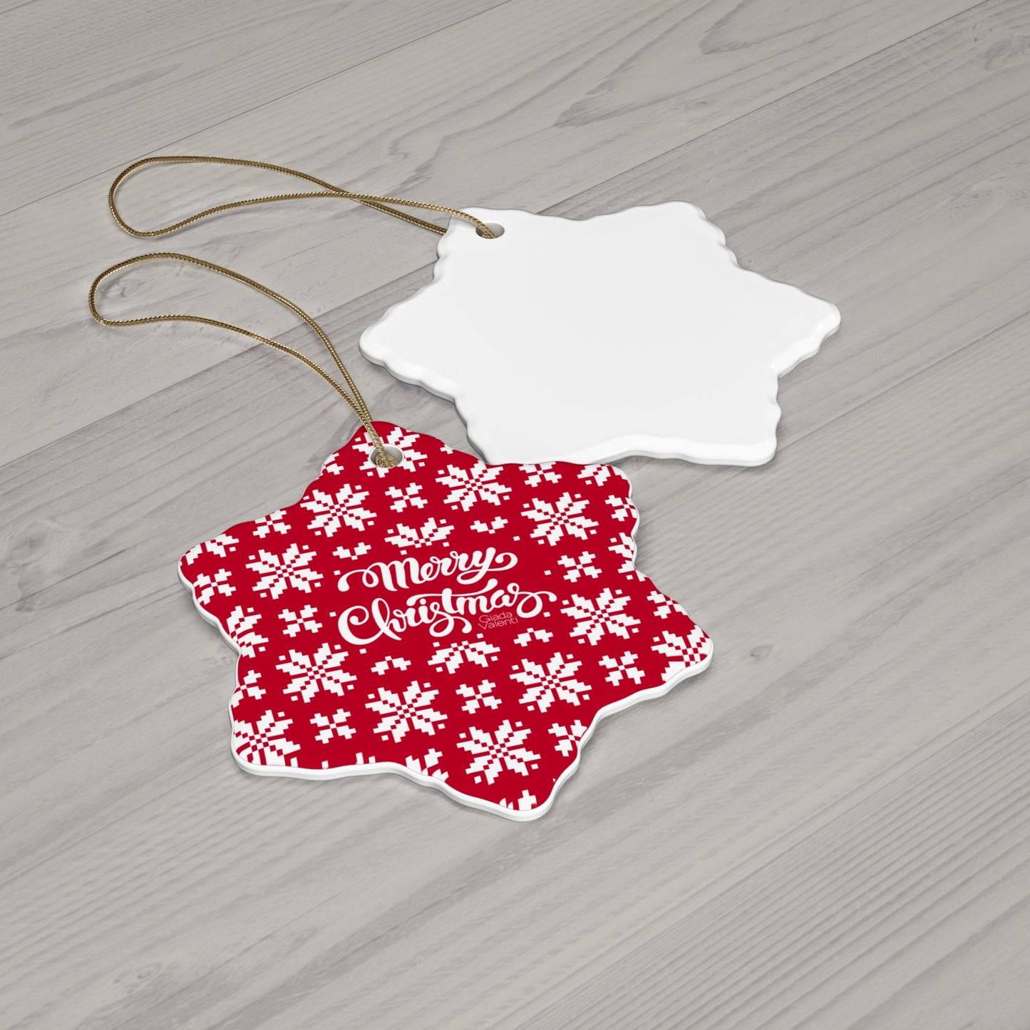 Ceramic Christmas Ornament with exclusive Italian design print | Jacquard Snowflake | Giada Valenti Collection