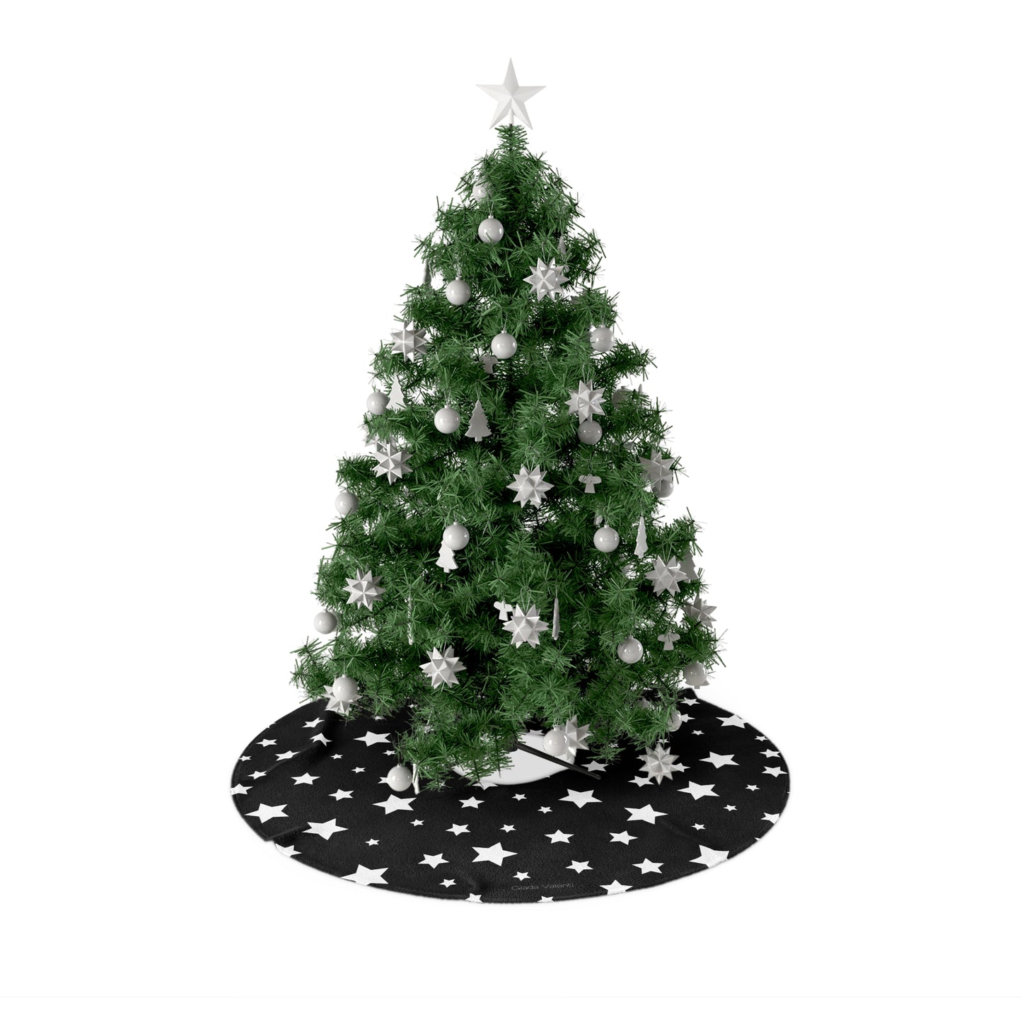 Christmas Star Tree Skirt with Italian Design print | Black | Giada Valenti | Christmas Decoration | Christmas Gift