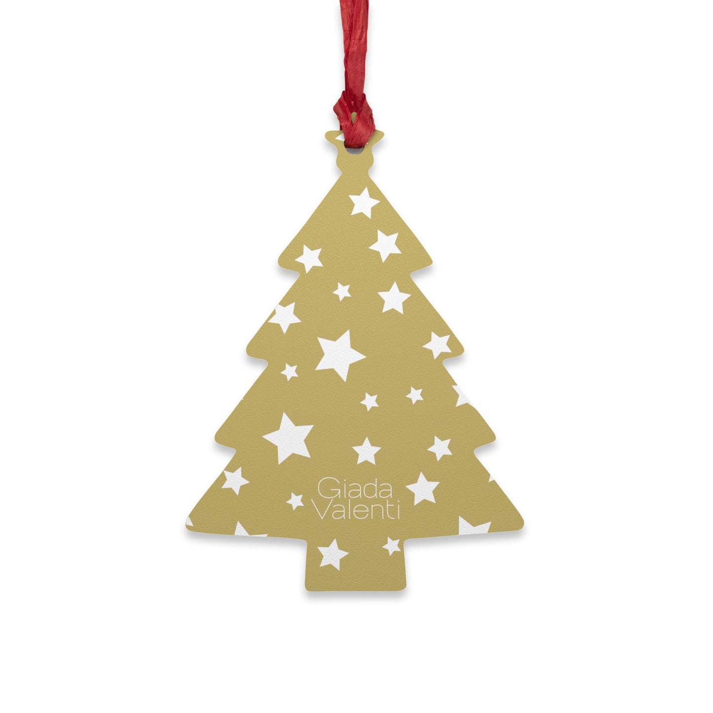 Giada Valenti | Tree Shape Wooden Ornaments | Designed in Italy | Gold White Star | Christmas Ornament | Christmas Gift | Italian Design