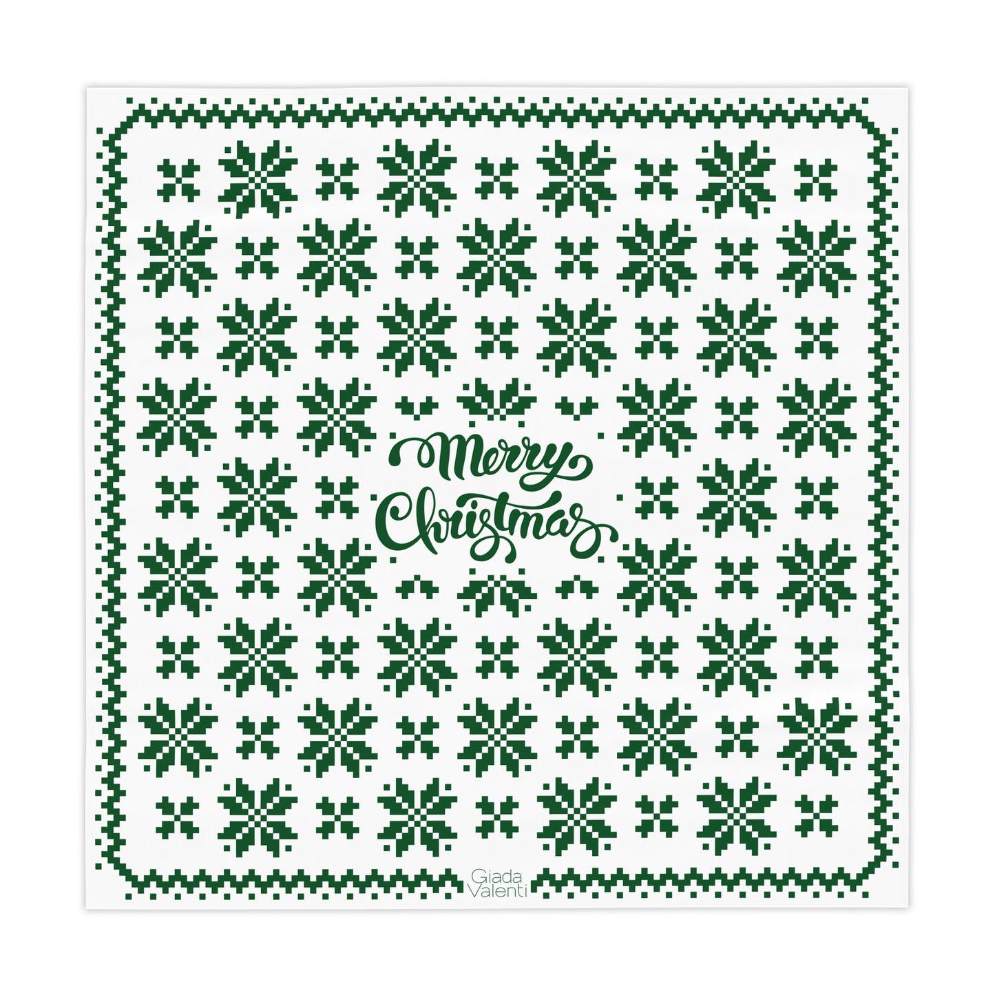 Jacquard Snowflake Christmas Tablecloth with Italian Design print | White Green | Giada Valenti | Christmas Decoration | Christmas Gift