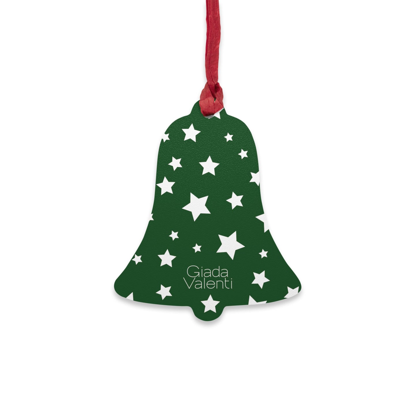 Giada Valenti | Bell Shape Wooden Ornaments | Designed in Italy | Green White Stars | Christmas Ornament | Christmas Gift | Italian Design