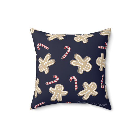 Christmas Pillow | Exclusive Italian Design | Gingerbread Candy Cane | Red | Giada Valenti Collection