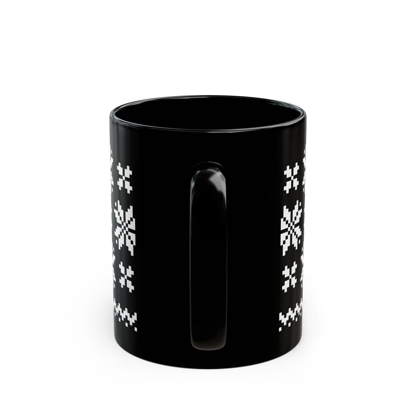 Jacquard Snowflake Mug with exclusive Italian design print (11oz) | Black | Giada Valenti Collection